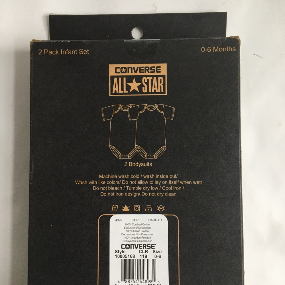 NWT Converse 2 Pack Infant Set Body Suits 0-6M - Picture 6 of 6